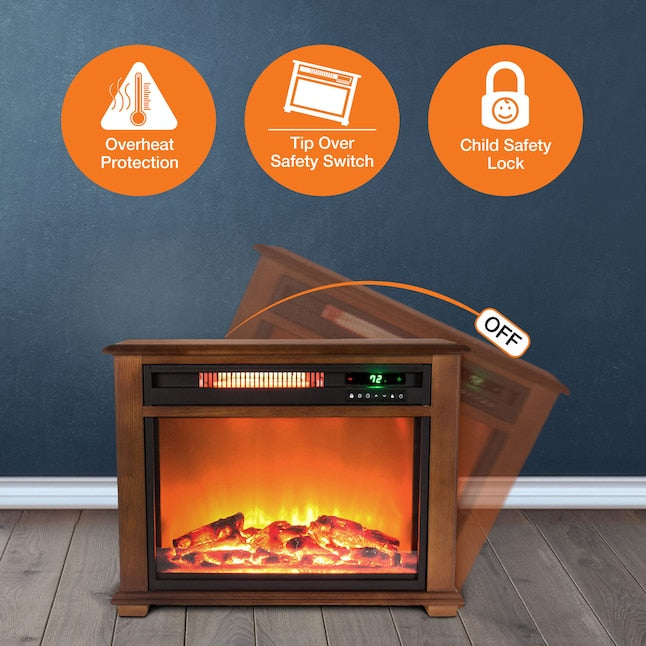 Lifesmart 28.5-in W Oak TV Stand with Infrared quartz Corner or flat wall Electric Fireplace