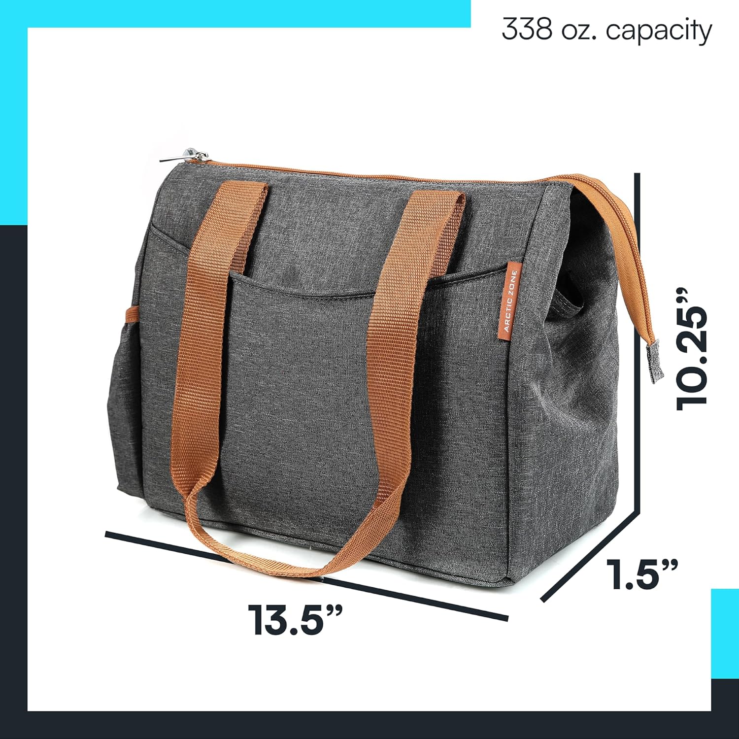 Arctic Zone Georgia Insulated Lunch Tote Bag for Women - Lunch Box Cooler Tote Bag - Heathered Gray