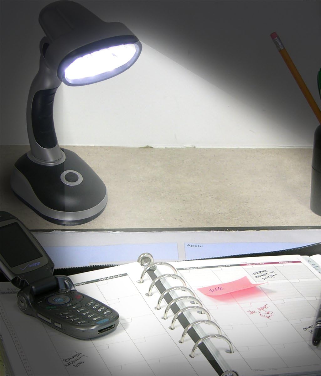 IdeaWorks Jobar International (Set/2) LED Desk Lamps with Pivoting Heads and Handled Necks, Red & Blue