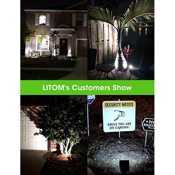 Litom Solar Spotlights for Yard Garden Driveway Cold White, 6-Pack
