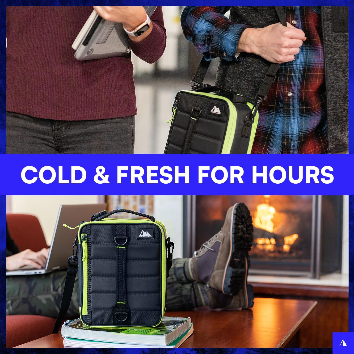 Arctic Zone High Performance Ultimate Upright Expandable Insulated Lunch Pack with 2pc Leak Proof Food Container (37.2 fl.oz) and 350g High Performance Ice Pack - Black