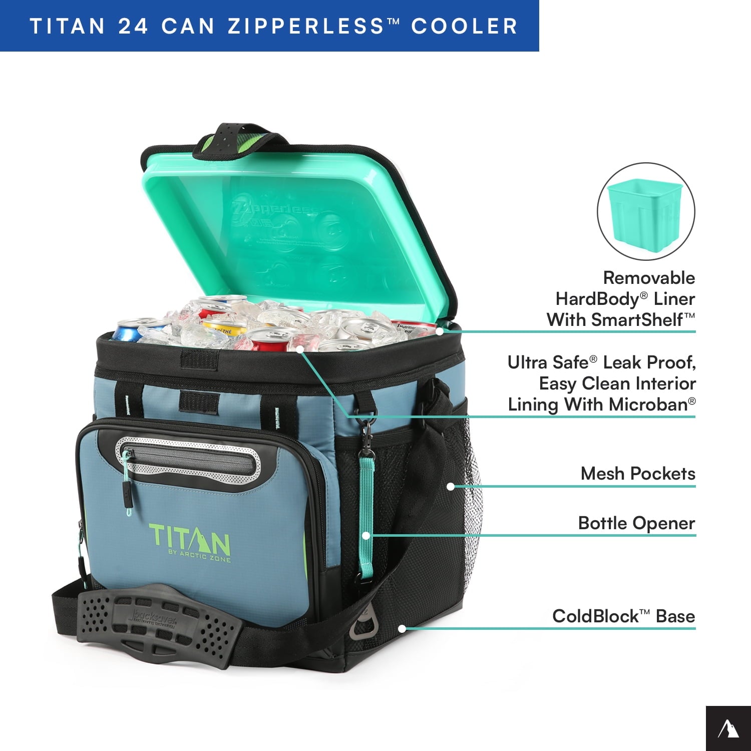 Titan by Arctic Zone 24 Can Zipperless Soft Cooler, Pine