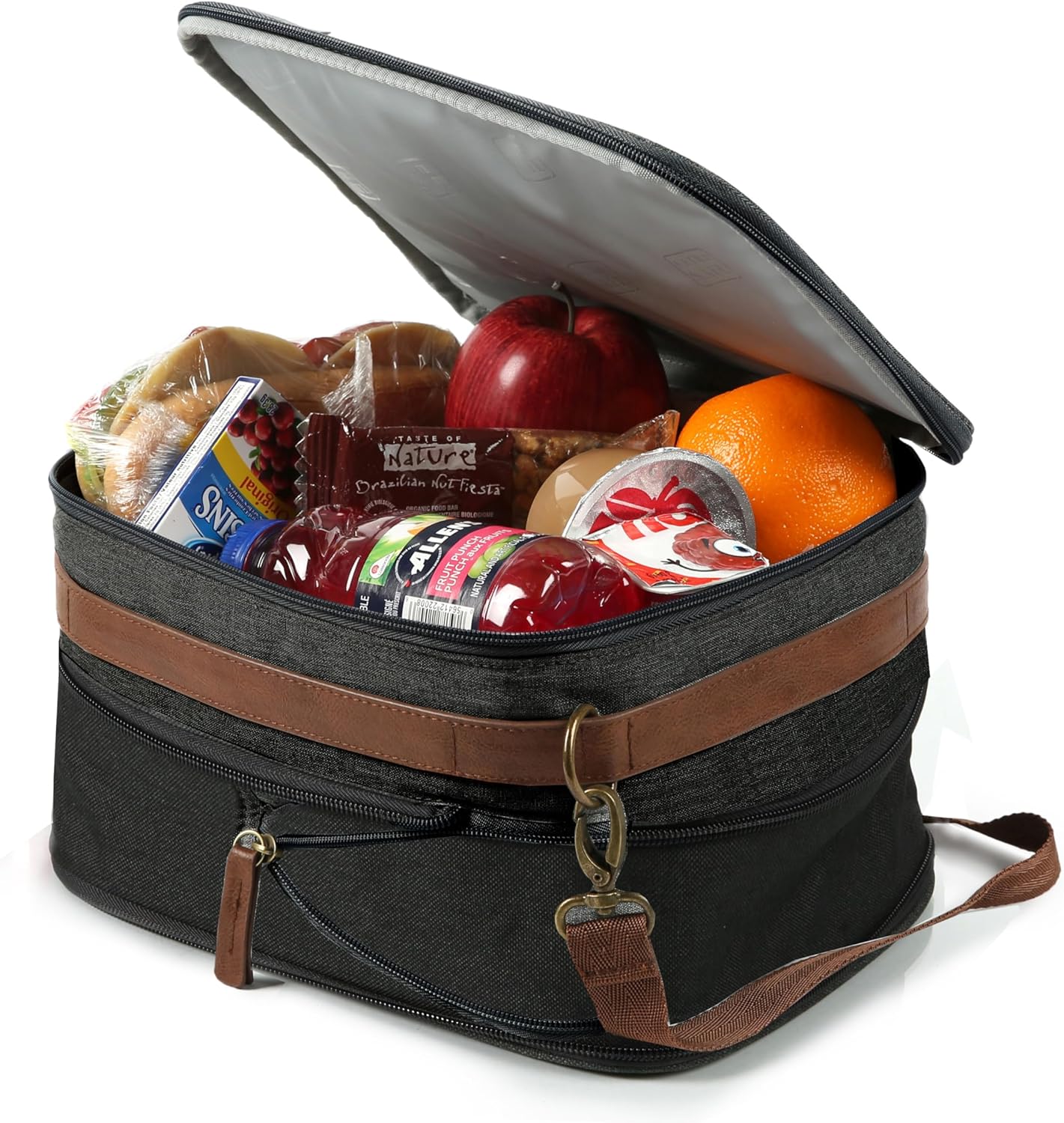 Arctic Zone Canvas Heathered Eco Expandable Lunch Pack - Insulated Lunch Bag, Black