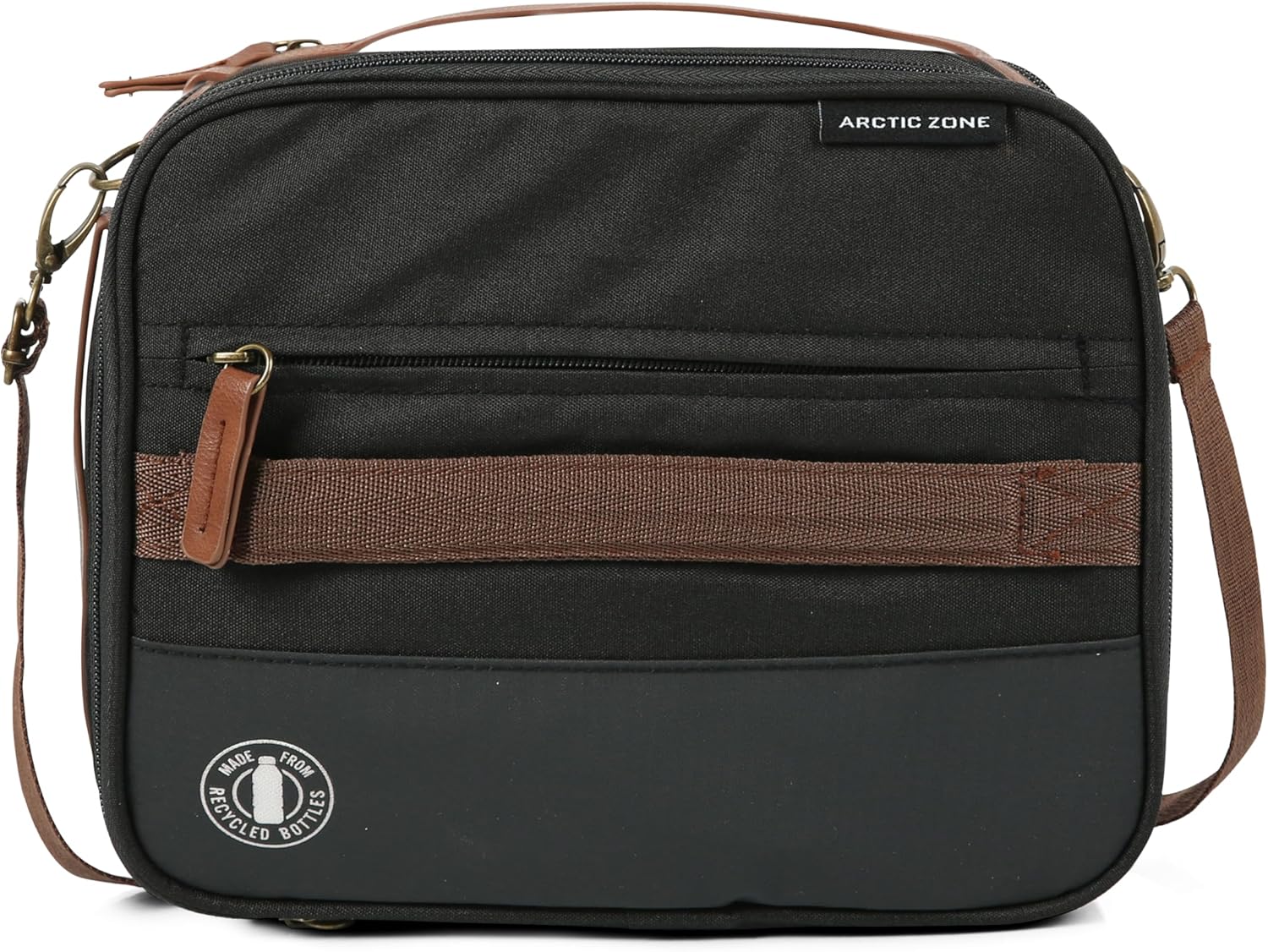 Arctic Zone Canvas Heathered Eco Expandable Lunch Pack - Insulated Lunch Bag, Black