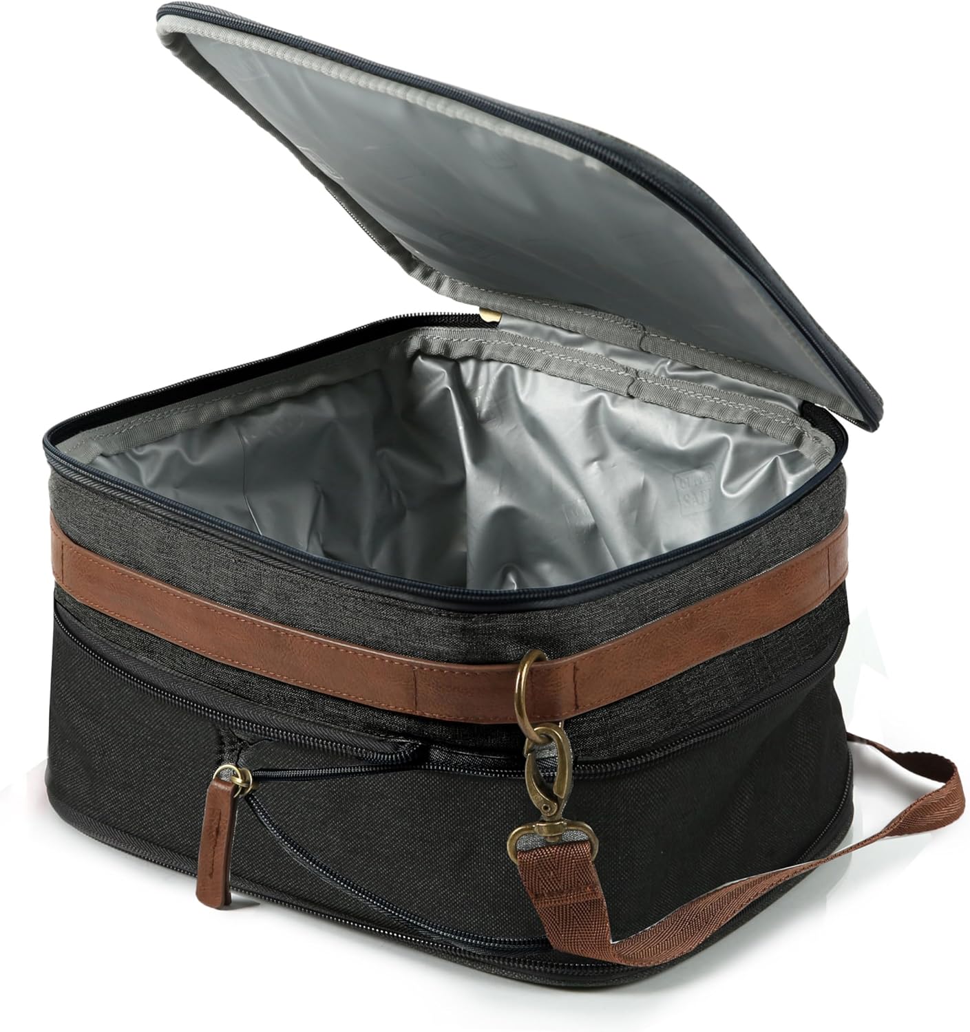 Arctic Zone Canvas Heathered Eco Expandable Lunch Pack - Insulated Lunch Bag, Black