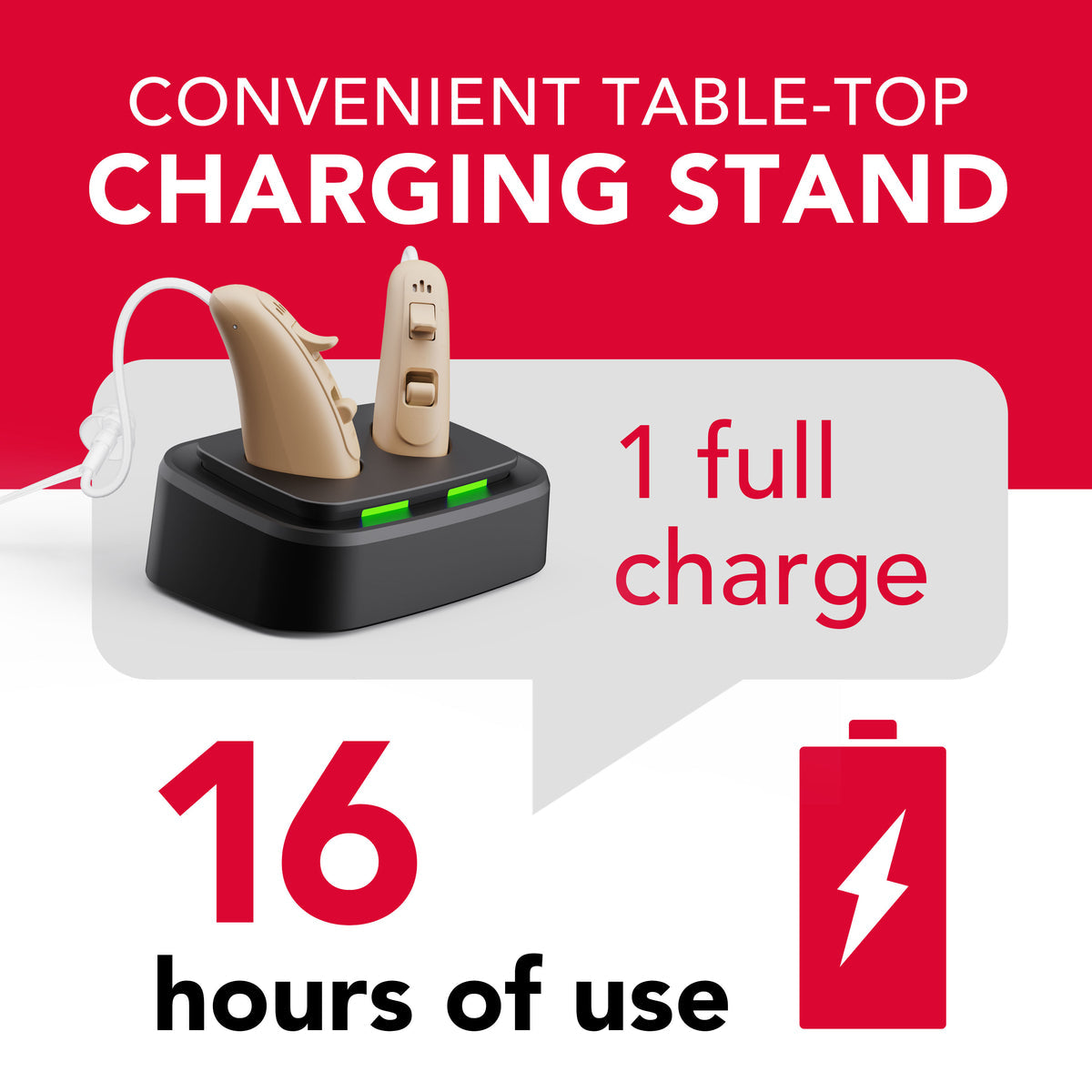 RCA 2-PK OTC Behind-the-Ear Hearing Aid with Rechargeable Stand
