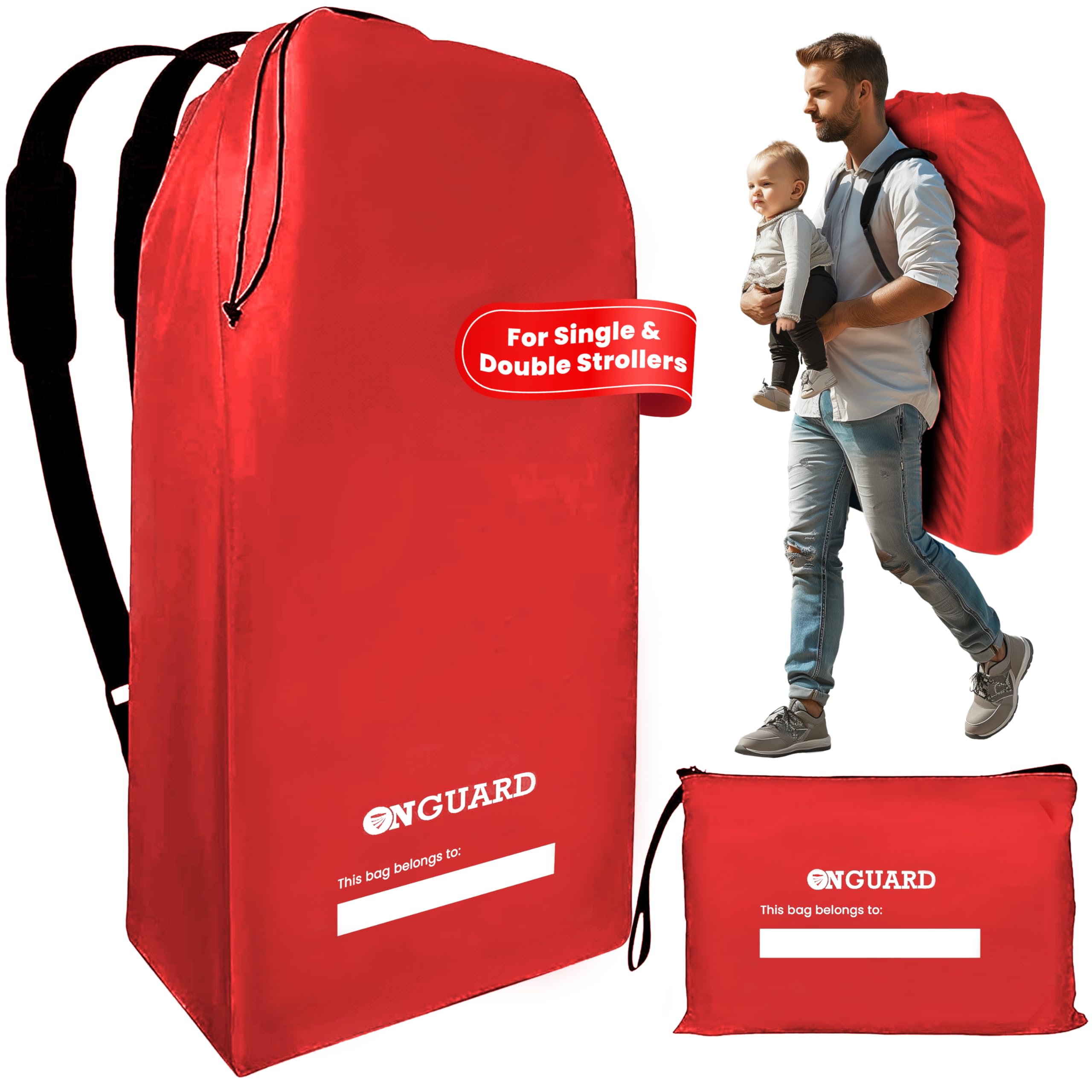 ONGUARD Waterproof Single and Double Stroller Bag for Airplane - Travel Stroller Cover for Air Travel and Storage - Gate Check Bag Backpack- Baby Airplane Essentials