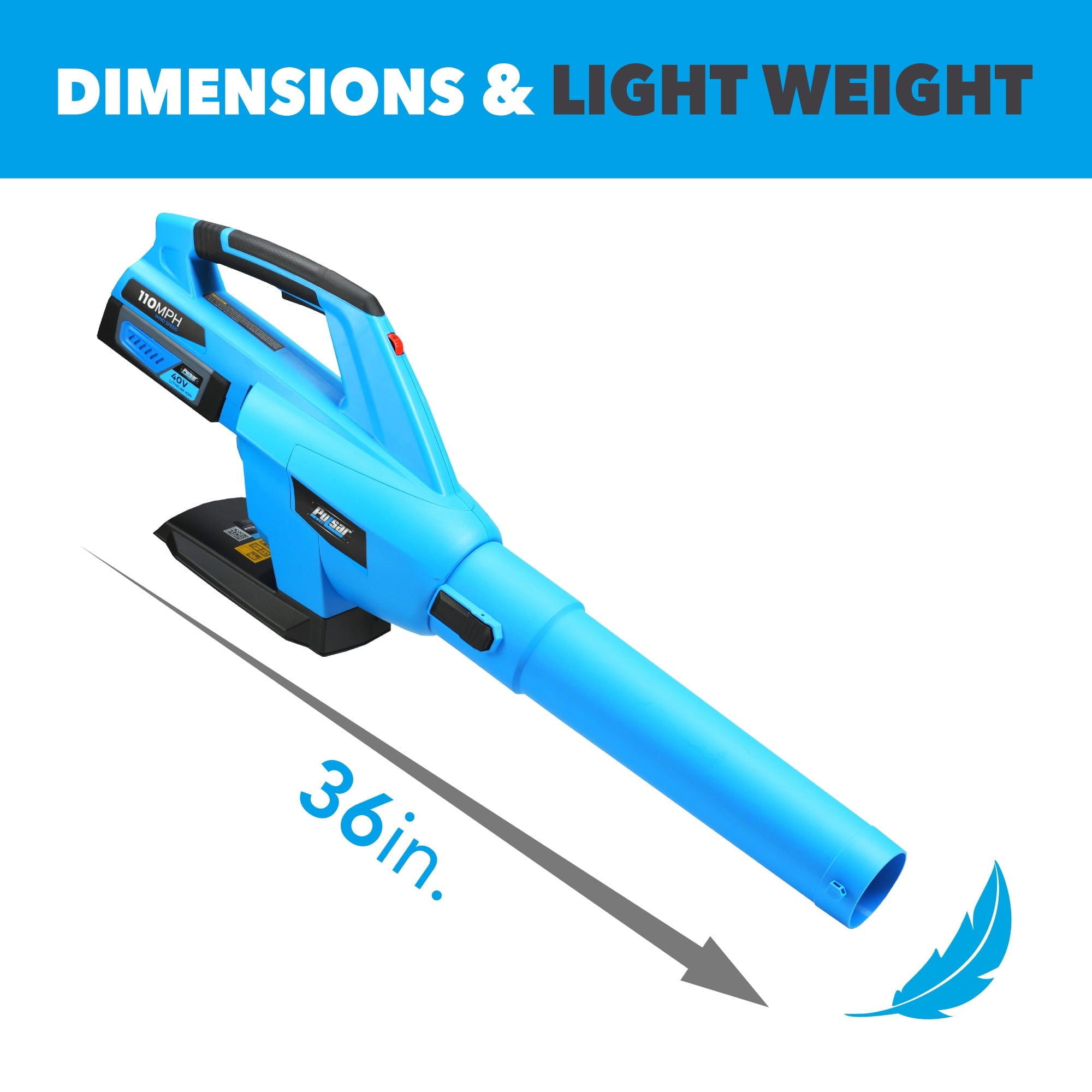 Pulsar 40v Lithium-Ion Cordless Leaf Blower with 2.0Ah Battery and Charger