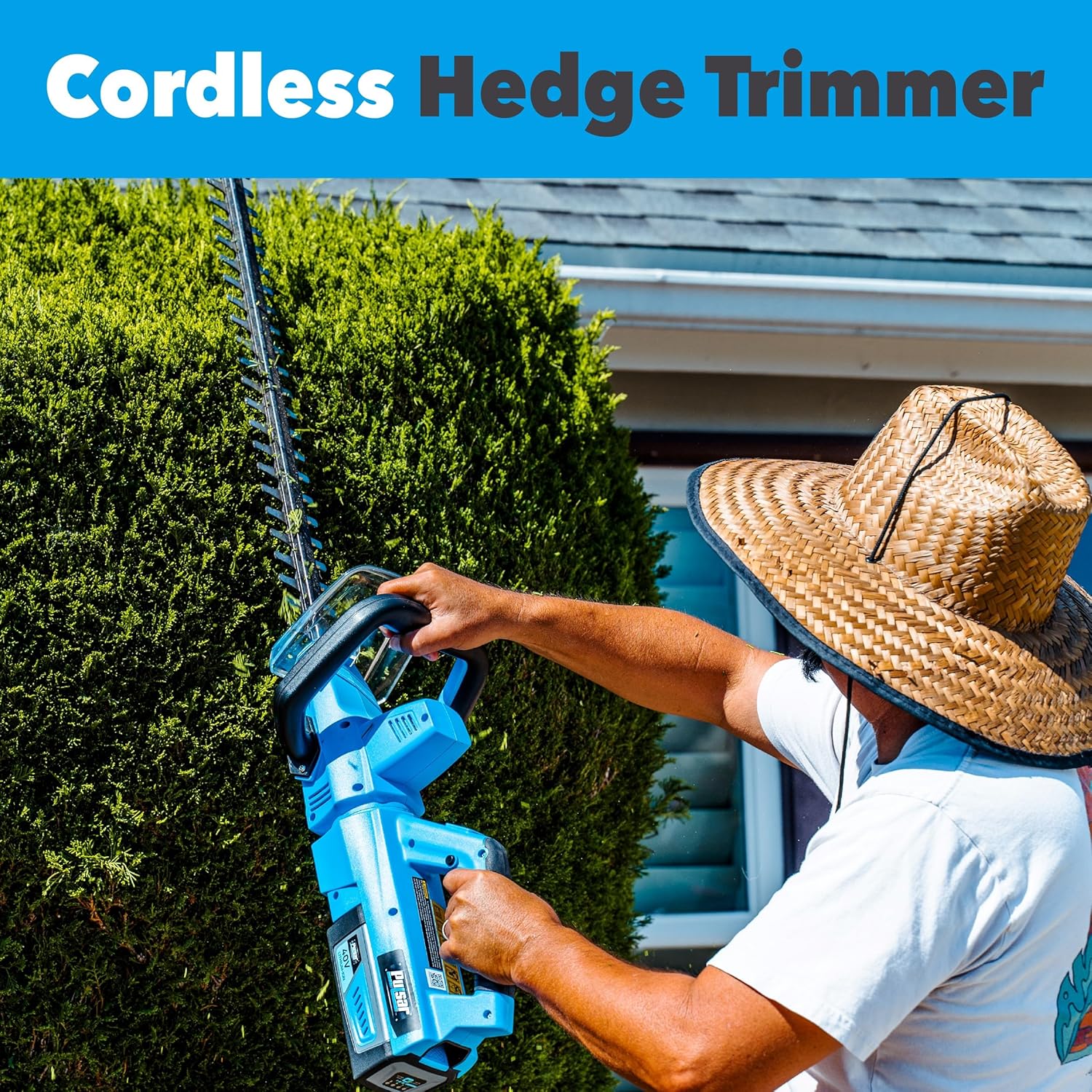 Pulsar 40v Lithium-Ion Cordless Hedge Trimmer with 2.0Ah Battery and Charger