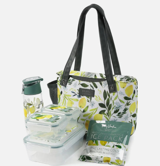 Kelly Ventura by Arctic Zone 6-Piece Insulated Lunch Tote, Lemon