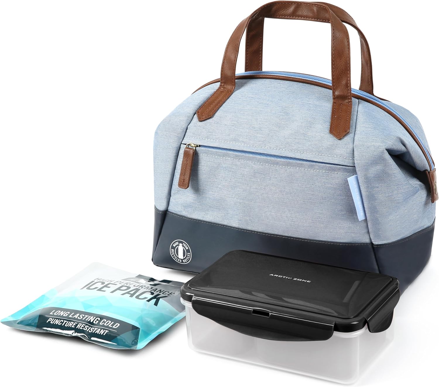 Arctic Zone Heathered Eco Lunch Tote - Lunch Box Bag - Blue