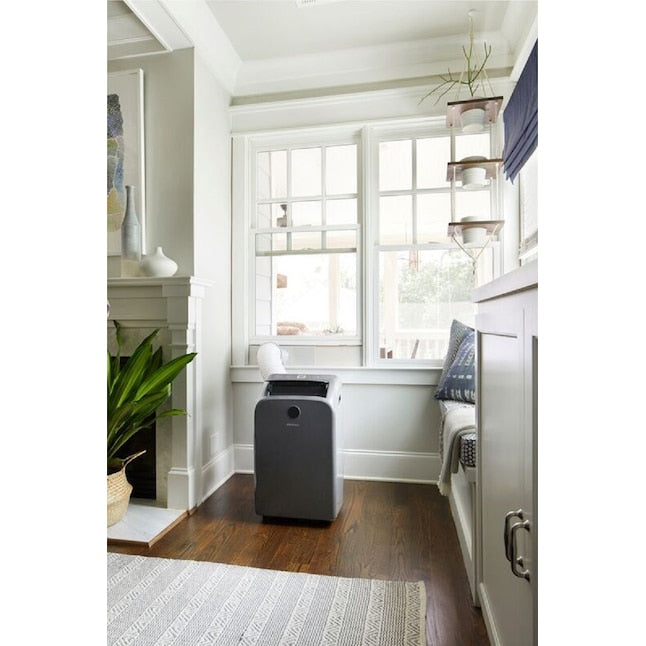 10,000 BTU capacity (ASHRAE) and 6,500 capacity (DOE), 115.0-Volt Vented Medium Room Smart Portable Air Conditioner Remote Included (Refurbished)