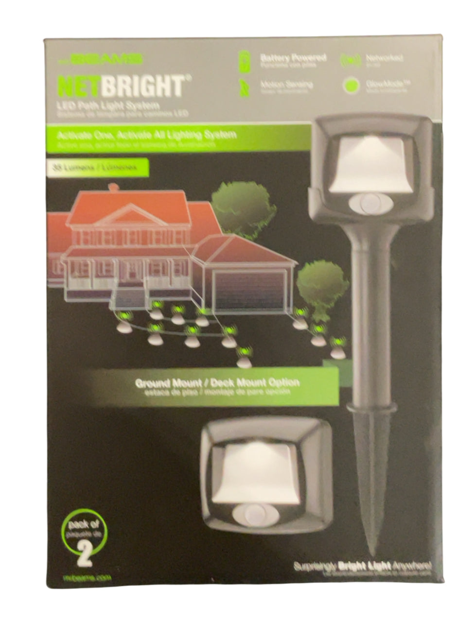 Mr Beams MBN580-BRN-02-04 NetBright LED Path & Step Lights, 30 Lumens, 2-Pack