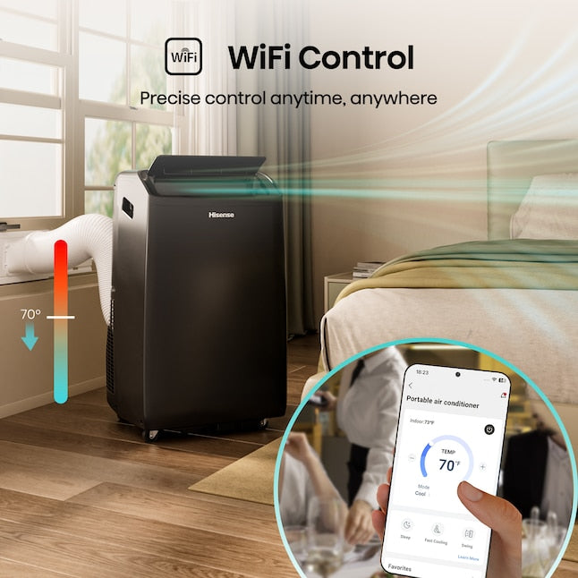 Hisense 10000 BTU DOE 115-Volt Vented Medium Room Smart Portable Air Conditioner Remote Included (Refurbished)