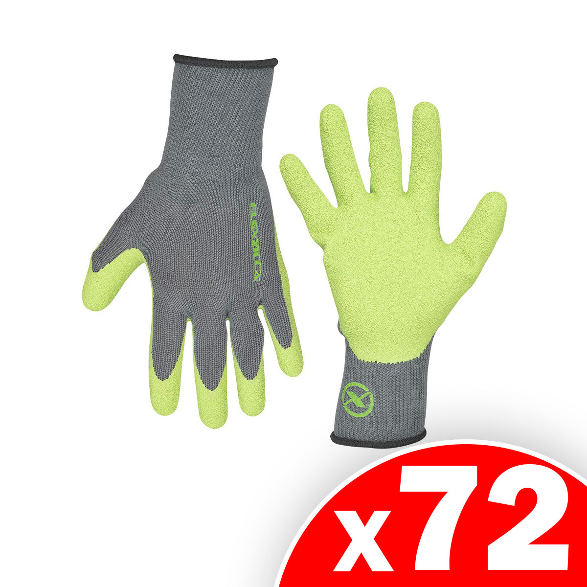 Flexzilla GC240L Crinkle Latex Dip, Gray/ZillaGreen, L Garden Gloves