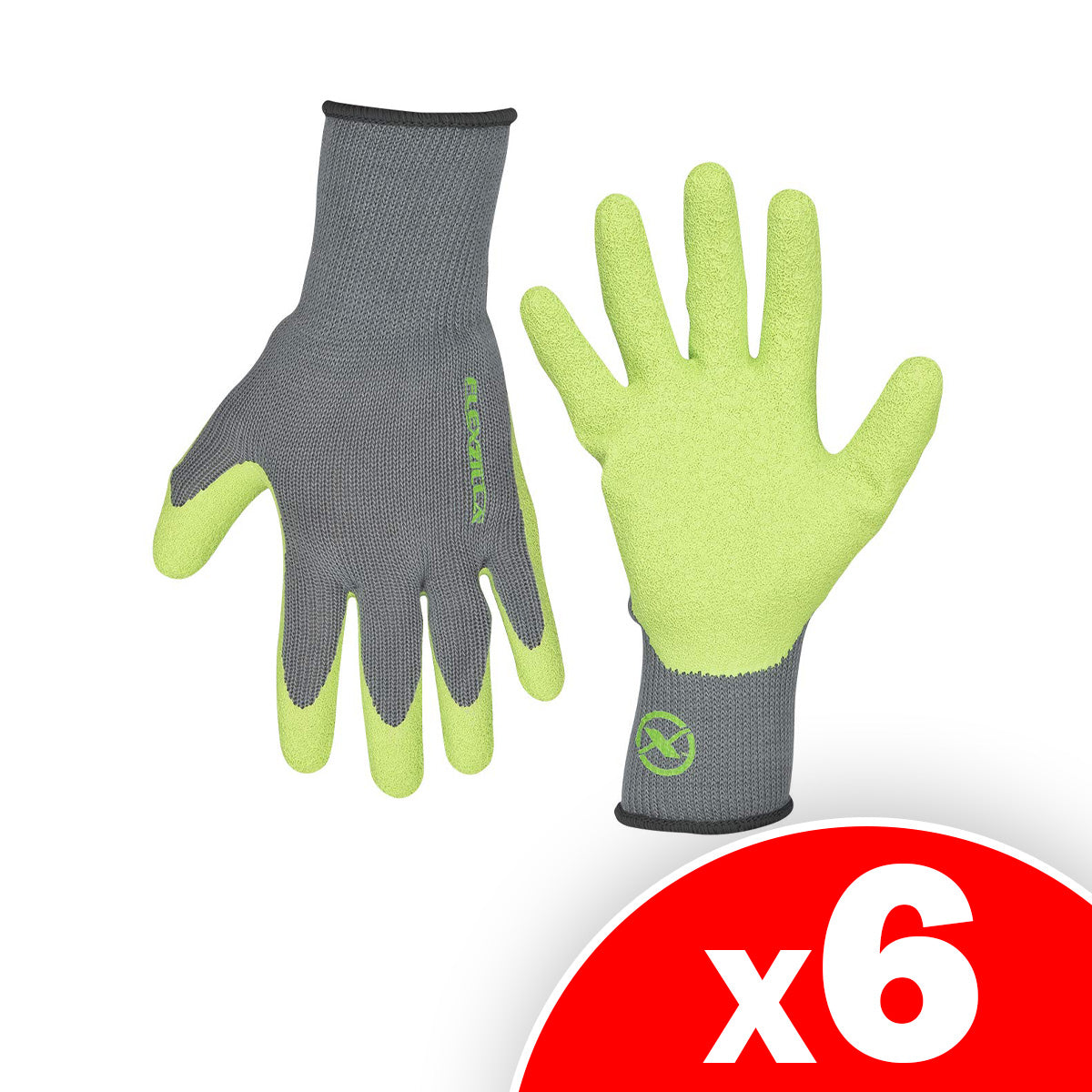 Flexzilla GC240L Crinkle Latex Dip, Gray/ZillaGreen, L Garden Gloves