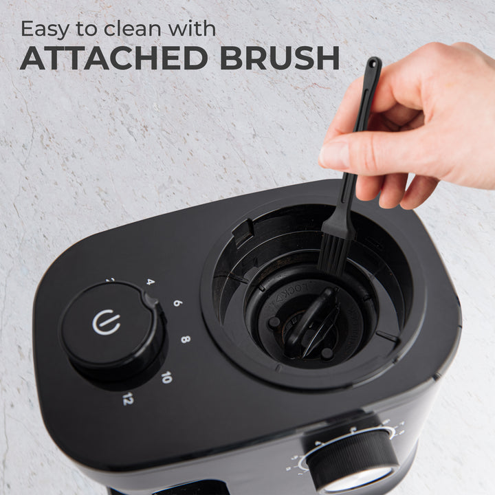 Kaffe Electric Coffee Burr Grinder - 5.5oz - Black (Cleaning Brush Included)