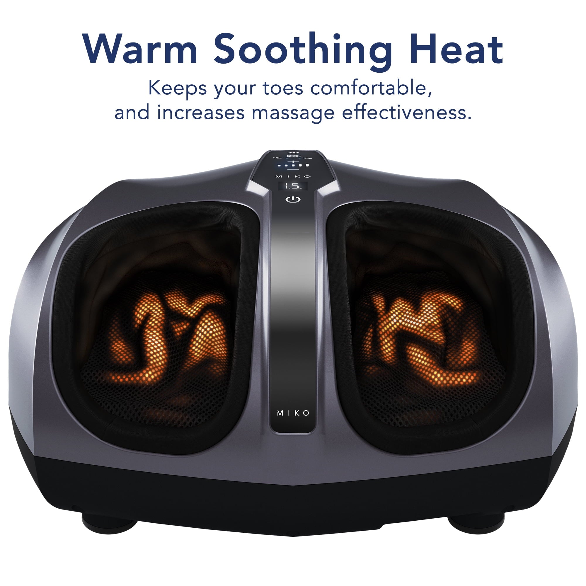 Miko Shiatsu Foot Massager with Heat Kneading and Rolling and Pressure Settings - 2 Wireless Remotes, Charcoal Gray