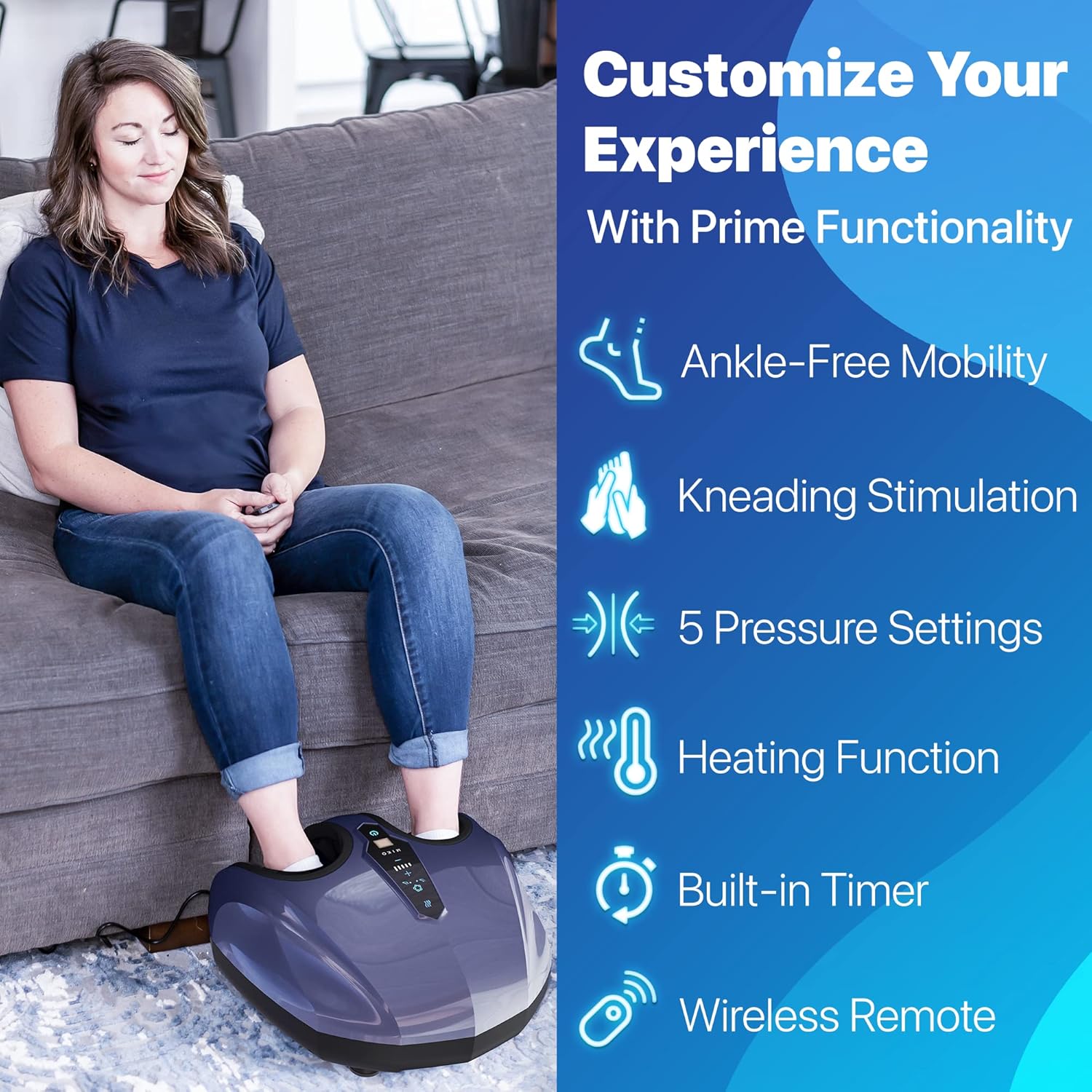 Miko Shiatsu Foot Massager with Heat Kneading and Rolling and Pressure Settings - 2 Wireless Remotes, Charcoal Gray