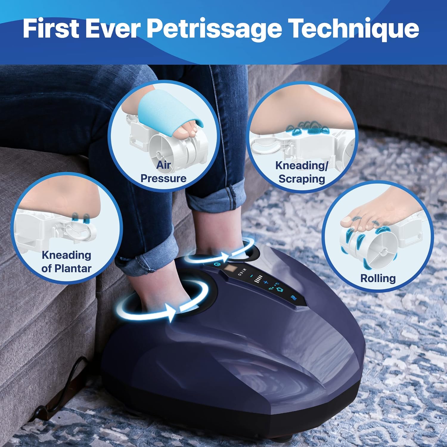 Miko Shiatsu Foot Massager with Heat Kneading and Rolling and Pressure Settings - 2 Wireless Remotes, Charcoal Gray