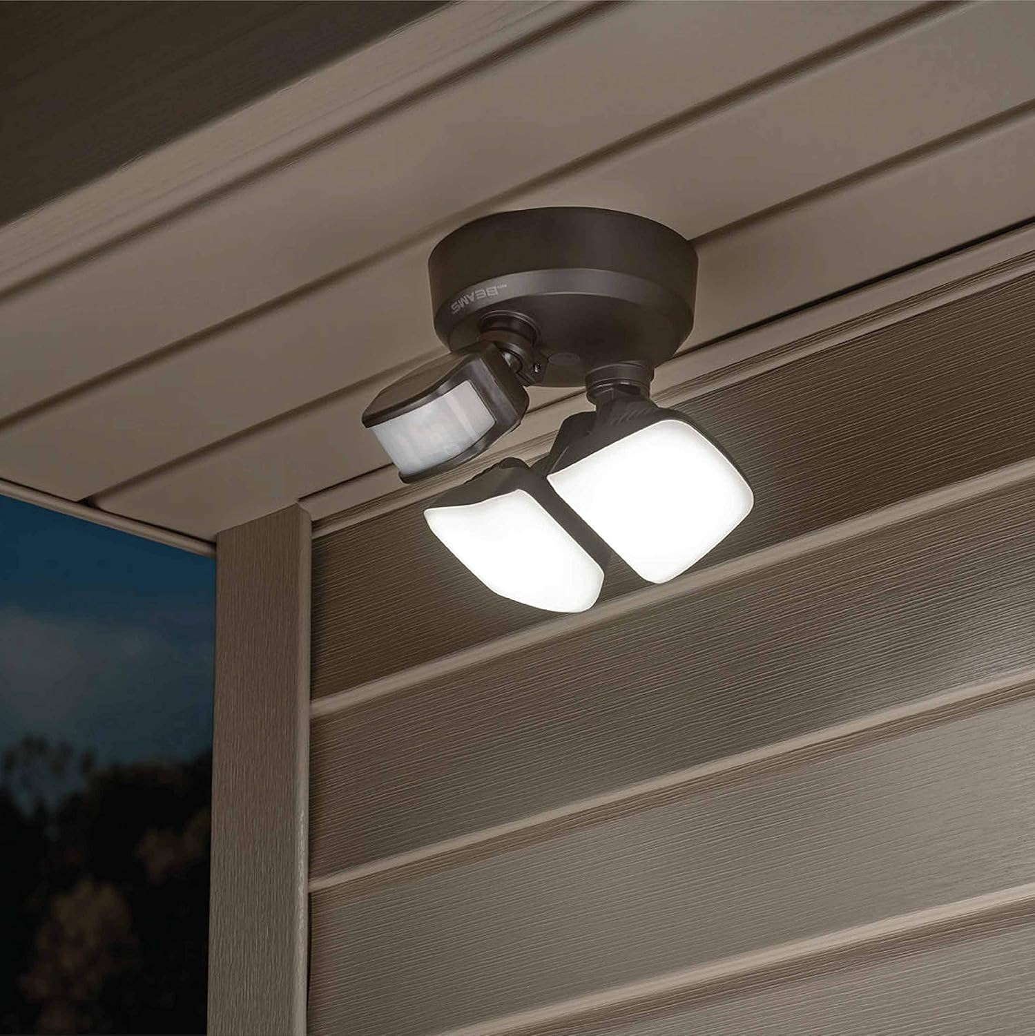 Mr Beams Wired Pro 2-Head Outdoor Motion Sensing LED Security Light, 2700 Lumens, Bronze