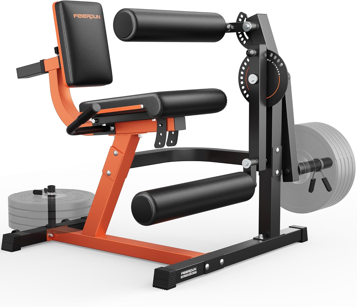 FEIERDUN 4-in-1 Adjustable Leg Extension Curl Machine - 700lbs Capacity Leg Extension Machine for Lower Body Workouts - Orange