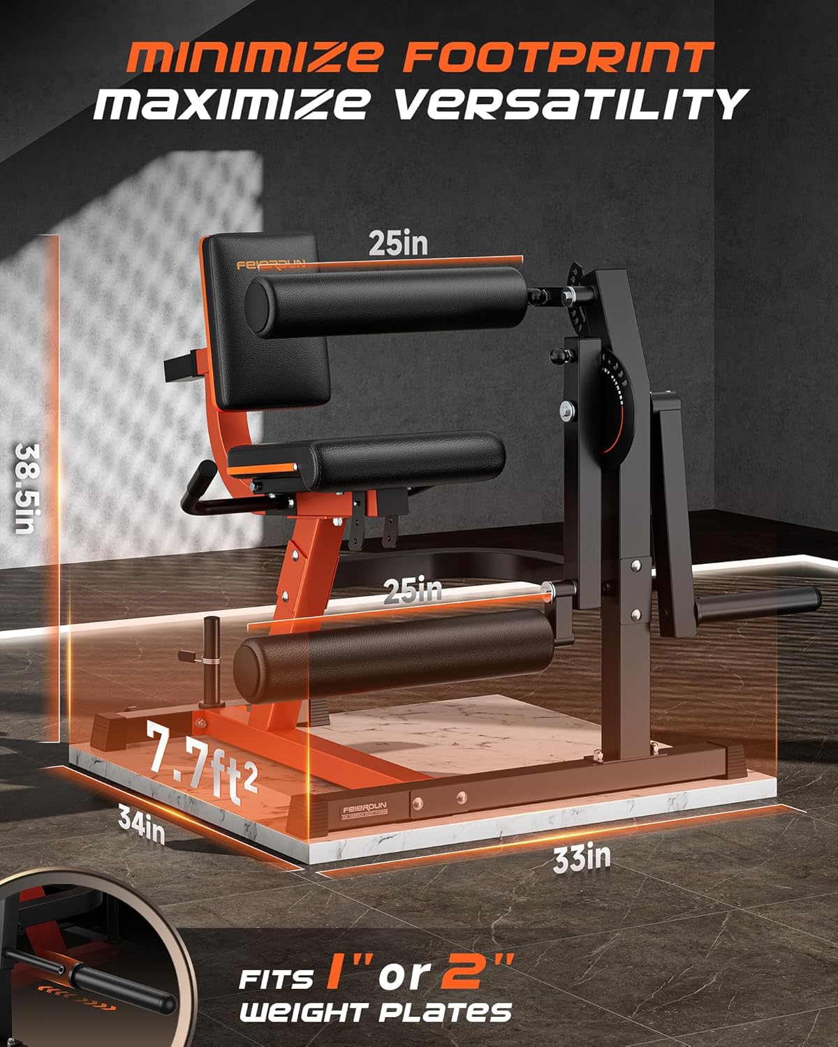 FEIERDUN 4-in-1 Adjustable Leg Extension Curl Machine - 700lbs Capacity Leg Extension Machine for Lower Body Workouts - Orange