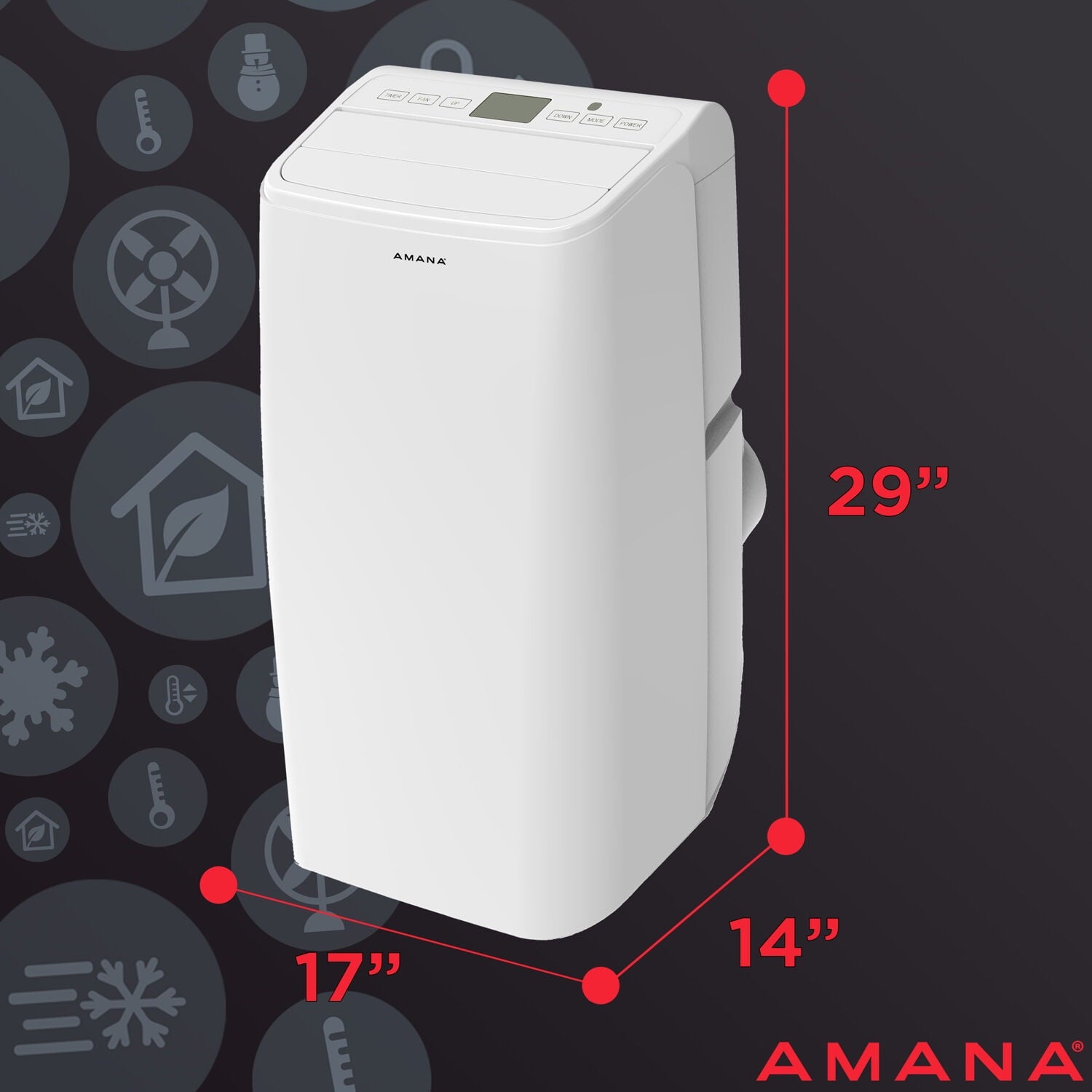 Amana New 8,500 BTU (13,000 BTU ASHRAE)450 Sq ft, 120 V Portable Air Conditioner w Supplemental Heat, White