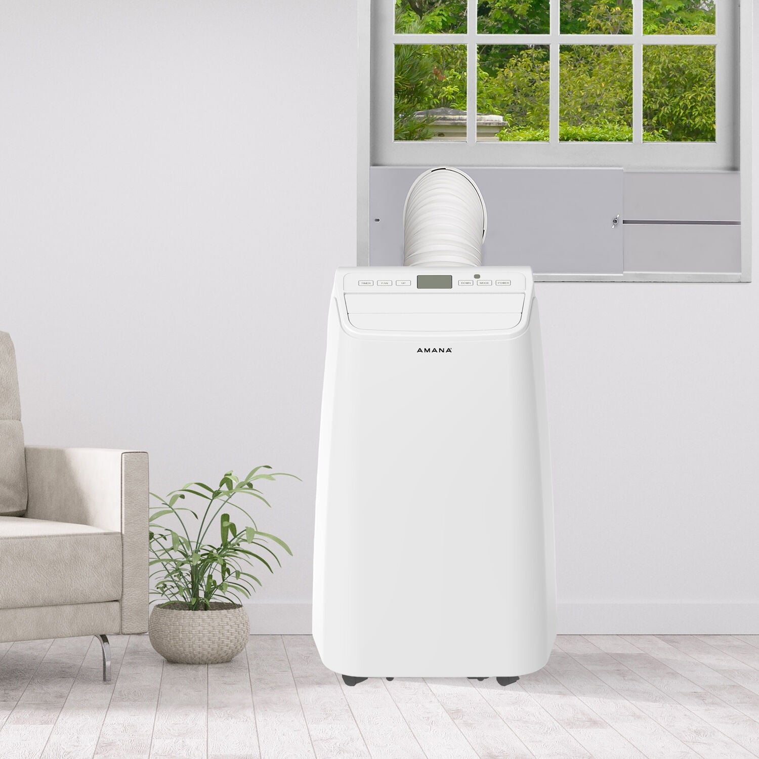 Amana New 8,500 BTU (13,000 BTU ASHRAE)450 Sq ft, 120 V Portable Air Conditioner w Supplemental Heat, White
