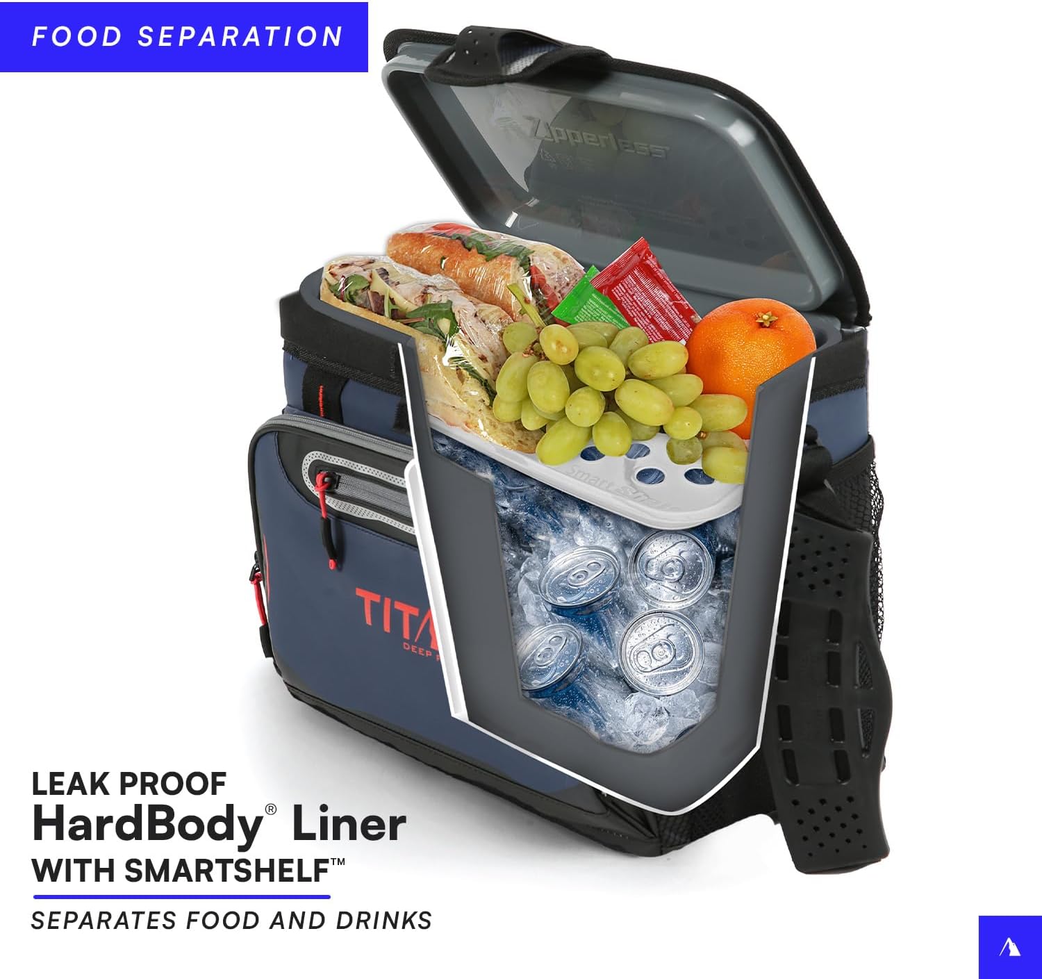 Titan by Arctic Zone 16 Can Zipperless Soft Cooler with HardBody Liner, Sharkskin Gray