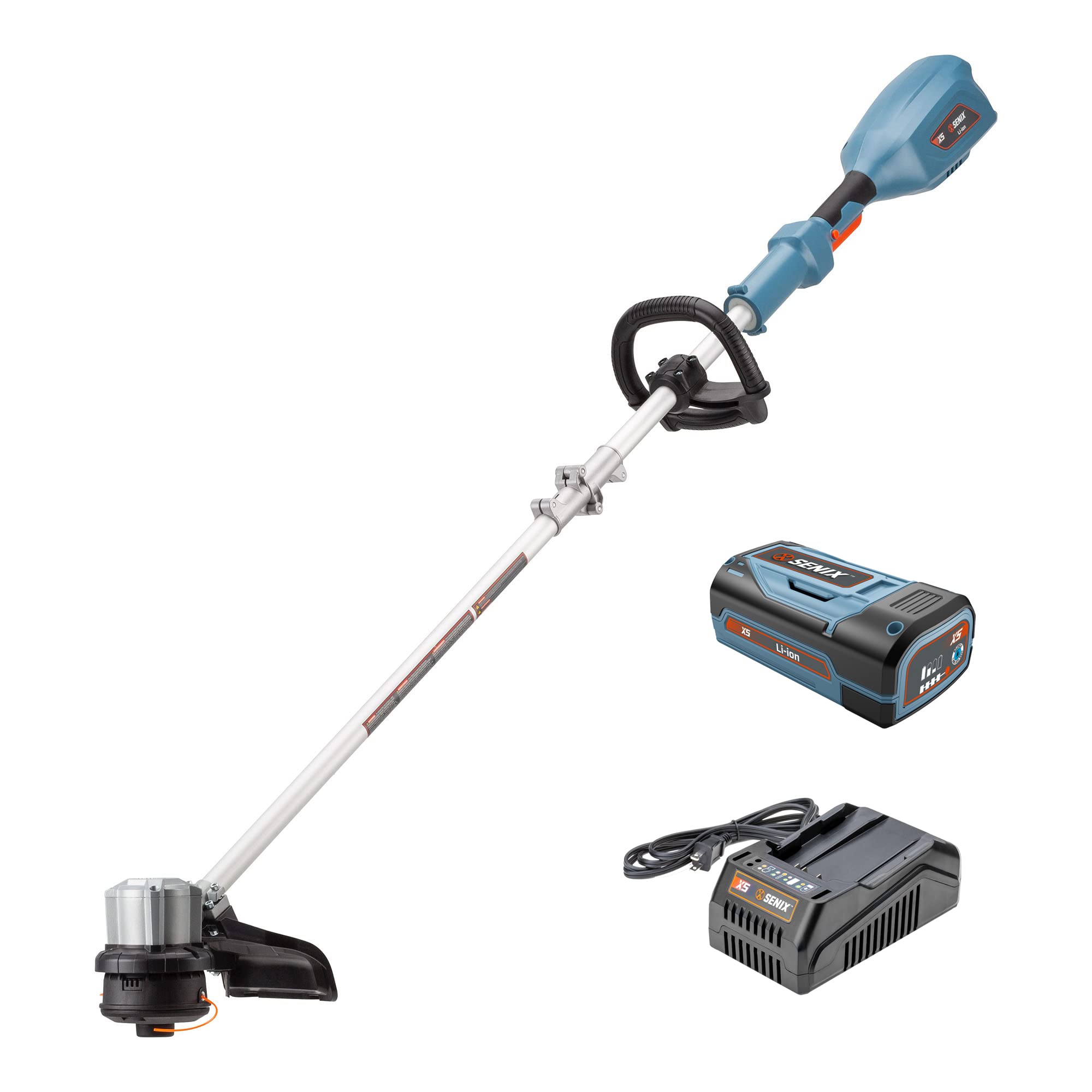 SENIX X5 58 Volt Max* Cordless Brushless Grass Trimmer and Edger Lawn Tool, Straight Shaft, 13-Inch Max Cutting Width, Bump Feed, 2.5 Ah Battery and Charger Included (GTSX5-M)