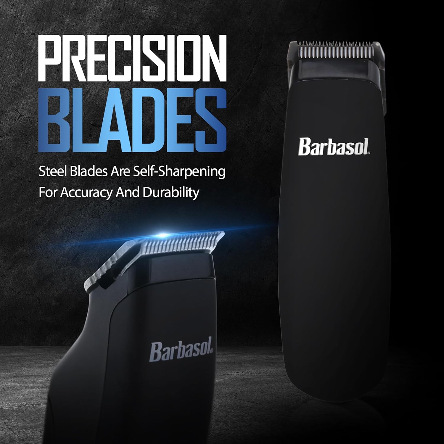 Barbasol Touch Up Trimmer for Men, Compact Electric Xtreme Precision Beard and Hair Trimmer with Stainless Steel Blades & 3 Guide Combs (3, 6, 10mm), Wireless, AA Battery Powered (not Included)