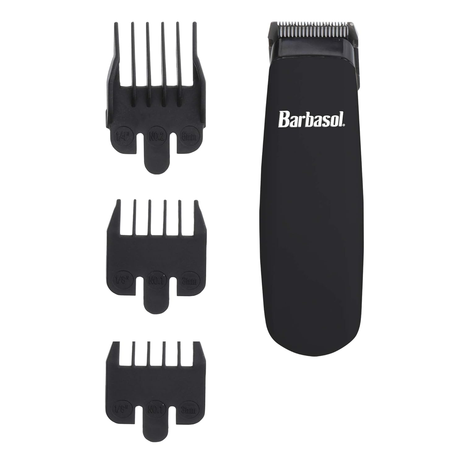 Barbasol Touch Up Trimmer for Men, Compact Electric Xtreme Precision Beard and Hair Trimmer with Stainless Steel Blades & 3 Guide Combs (3, 6, 10mm), Wireless, AA Battery Powered (not Included)