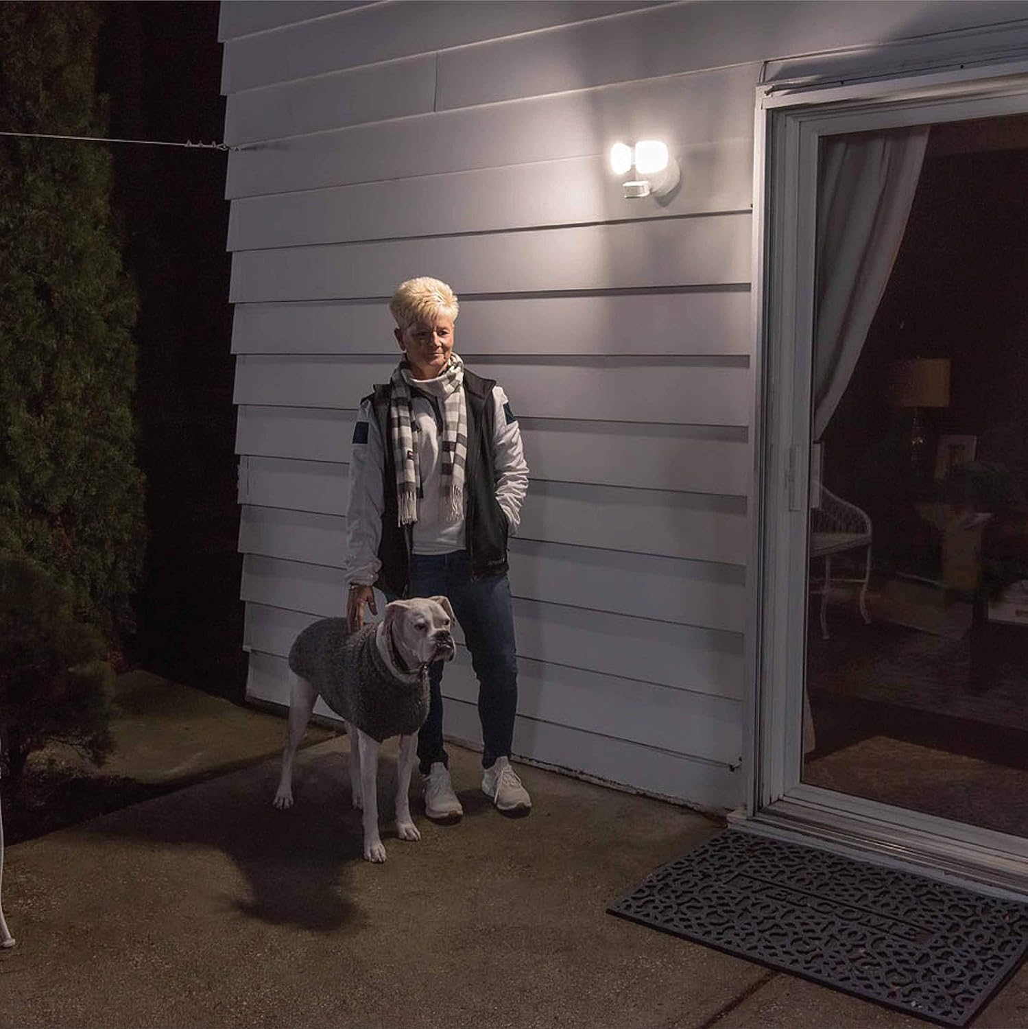 Mr Beams Wired Pro 2-Head Outdoor Motion Sensing LED Security Light, 2700 Lumens, White