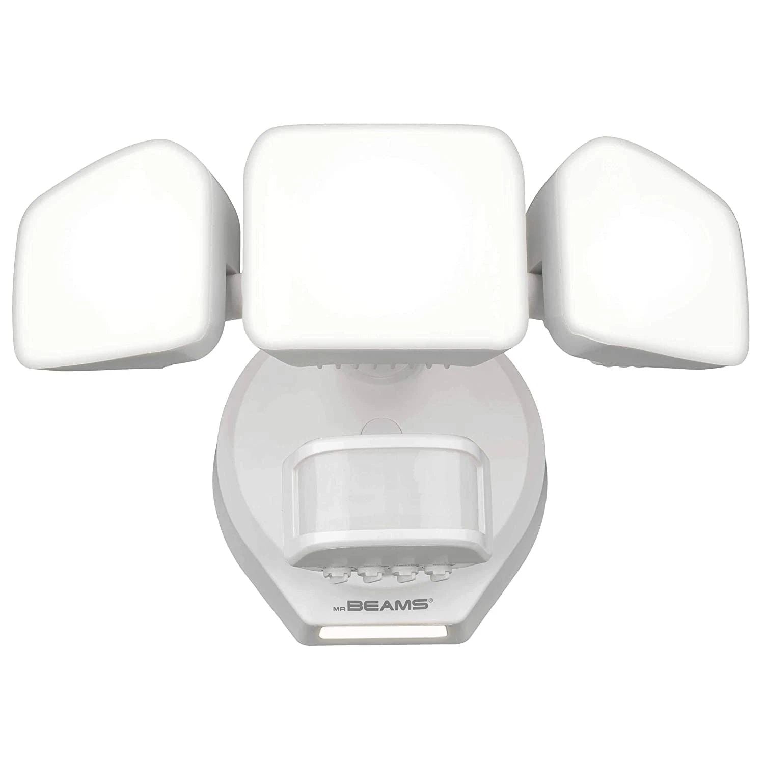 Mr. Beams Pro 3-Head Outdoor Motion Sensing LED Security Light with Cascading Wall Wash, White
