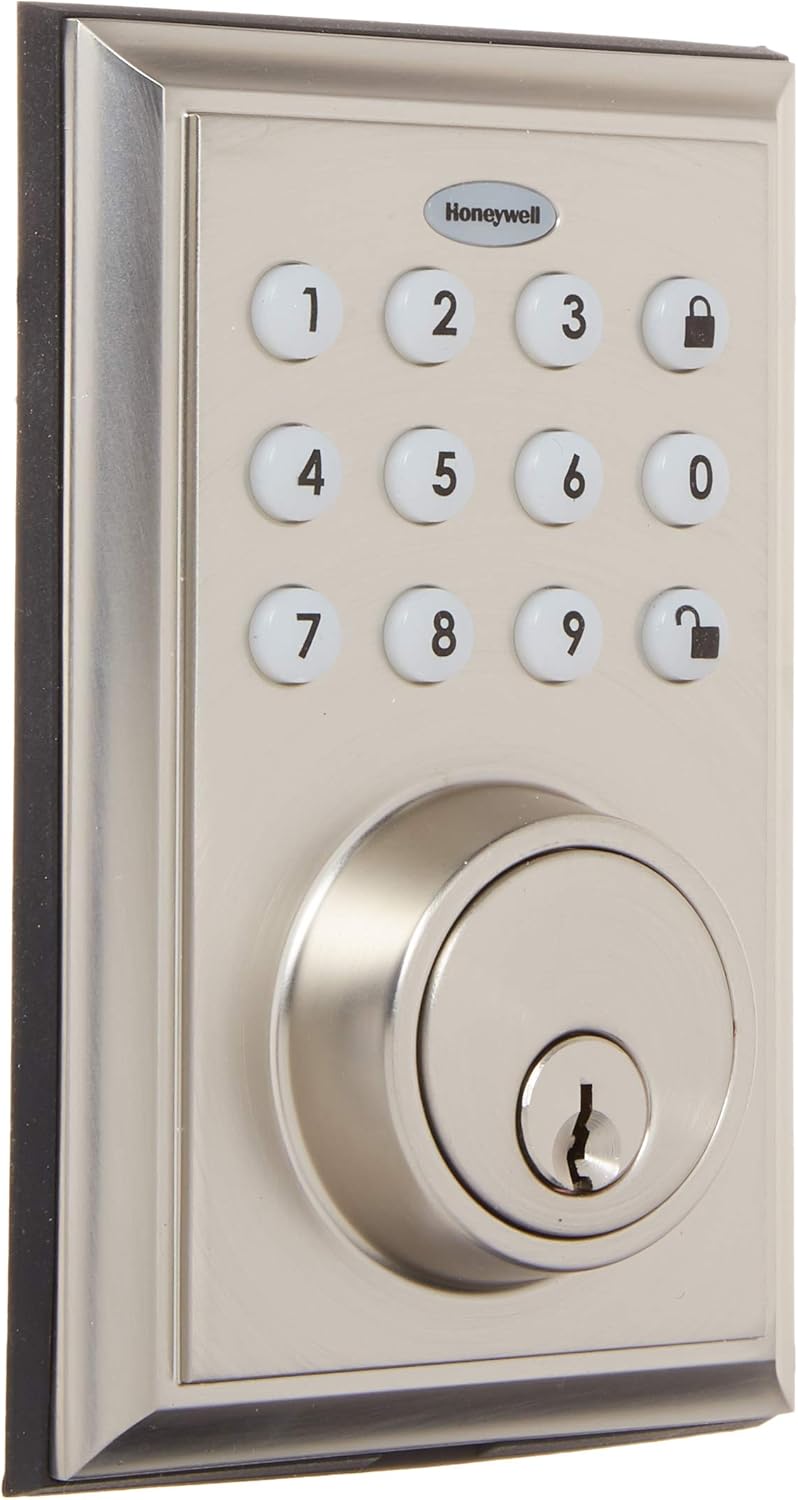 Honeywell Bluetooth Enabled Digital Deadbolt Door Lock With Keypad, Satin Nickel