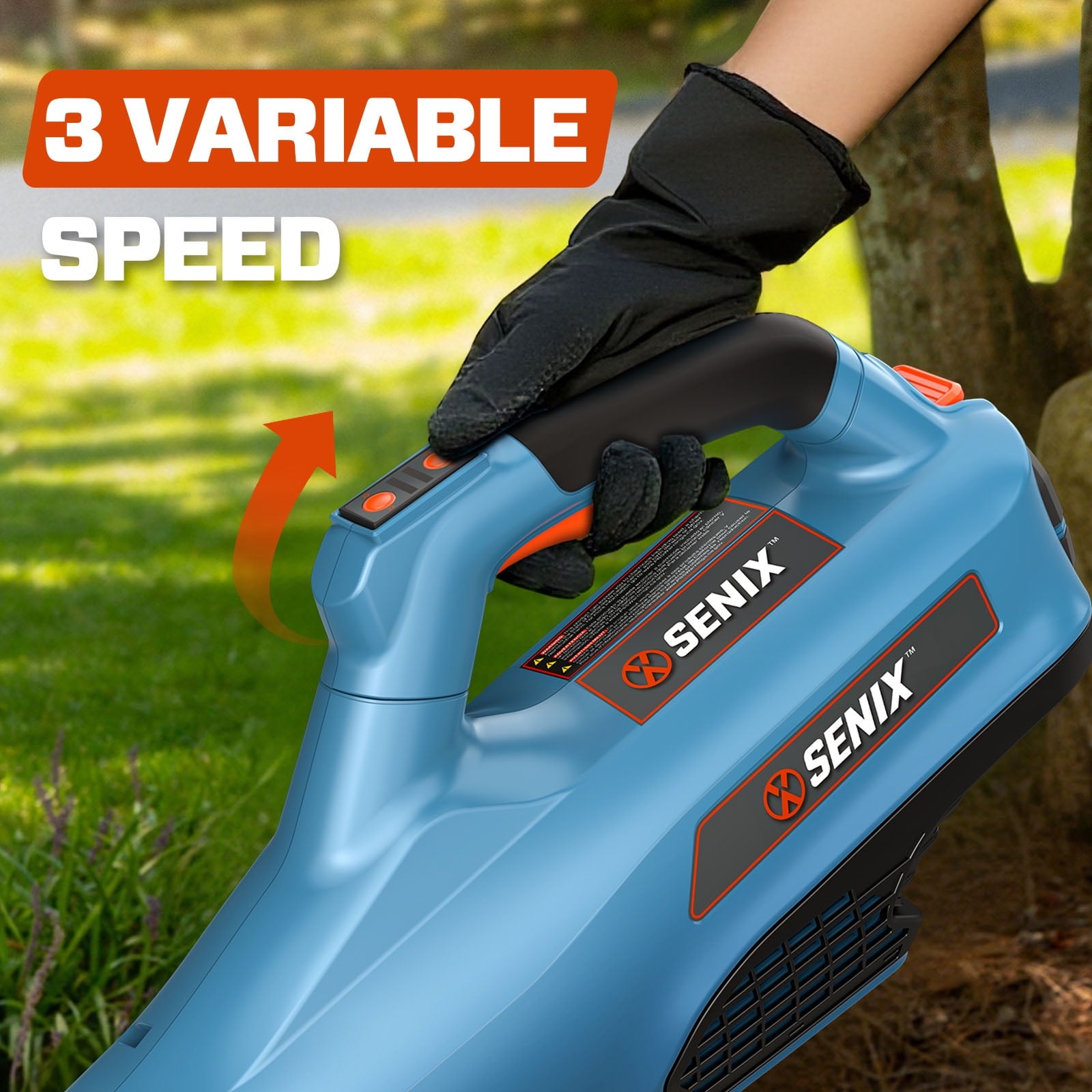 SENIX 58 Volt Max* Cordless Brushless Battery Leaf Blower, Variable Speed, Lightweight, Up to 480CFM and 120 MPH, (Battery and Charger Included) BLAX5-M