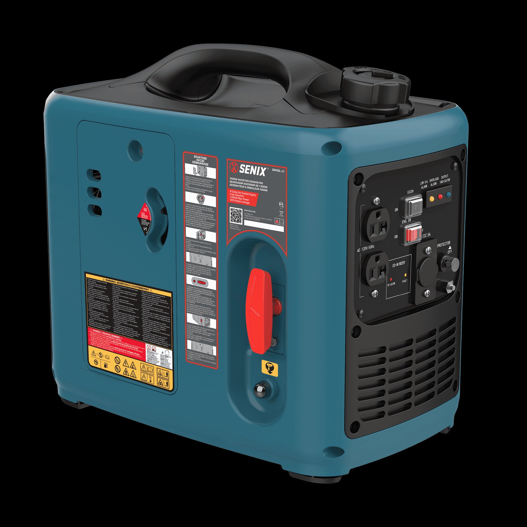 SENIX 1000W Portable Inverter Gas Generator,Gasoline-Powered Generator, CO Detect,Super Quiet & Lightweight,Low Oil Shutdown for Home Backup and Camping