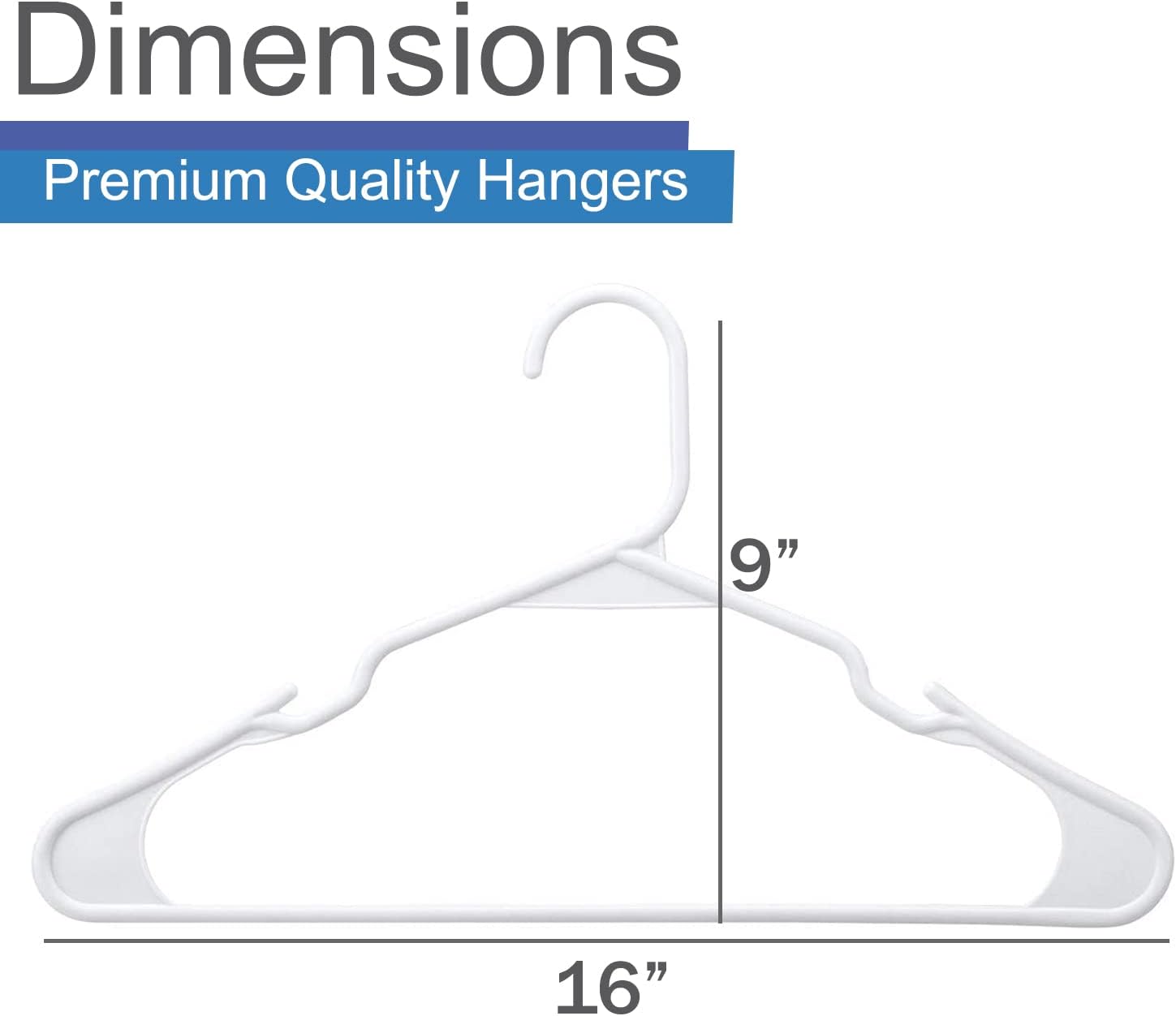 Plastic Notched Hangers Space Saving Tubular Clothes Hangers Standard Size Ideal for Everyday Use on Shirts, Coats, Pants, Dress, Skirts, Etc. (20, White)