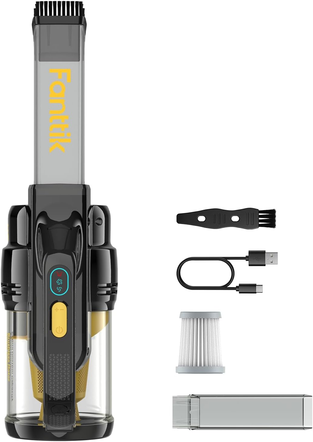 Fanttik Cruise V9 Car Vacuum Cleaner High Power, 15000Pa Handheld Vacuum Cordless with Extension Tube & LED Display & Light, RobustClean Portable Mini Vacuum for Home Car Cleaning