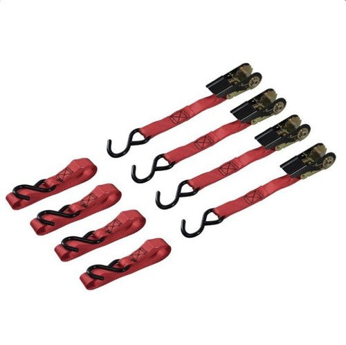 Cling Straps, 10' 4PC Ratchet Set, 300 lb load Limit, Red