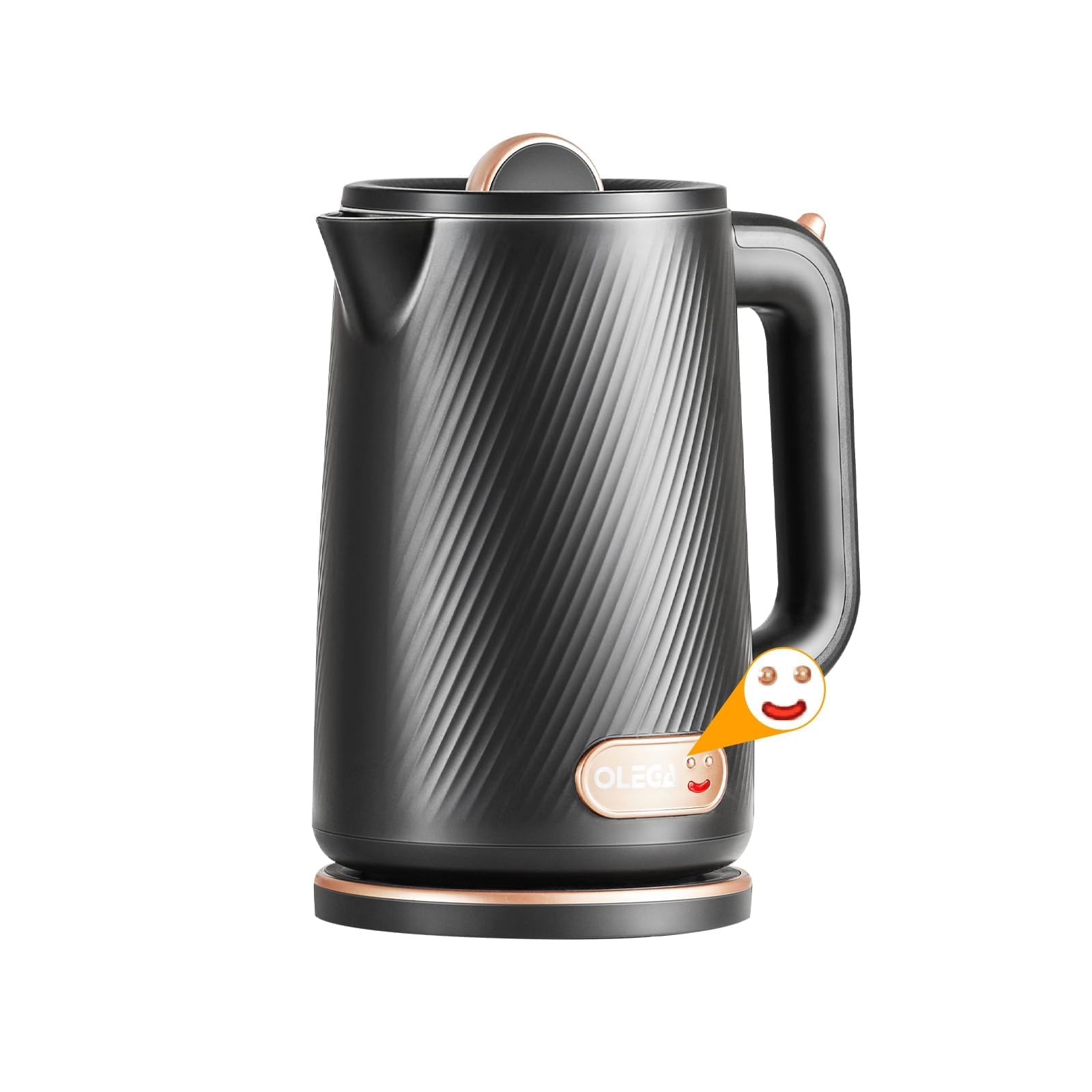 OLEGA Electric Kettle - 1500W Electric Tea Kettle 1.8L Stainless Steel Inner Electric Kettles for Boiling Water Auto Shut Off Boil-Dry Protection, Black