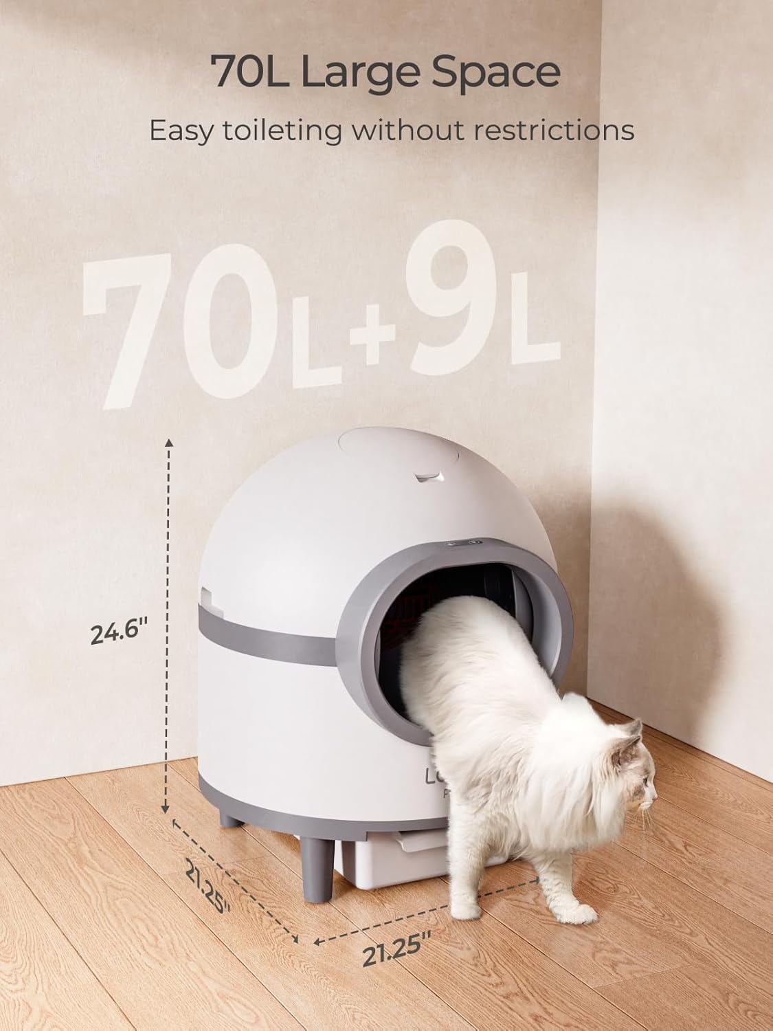 Laresar Pets Self Cleaning Litter Box with APP, Automatic Cat Litter Box for Multiple Cats, Double Odor RemovalSafety Protection, 70L9L Large Space Cat Litter Box, includes Mat & Trash Bags