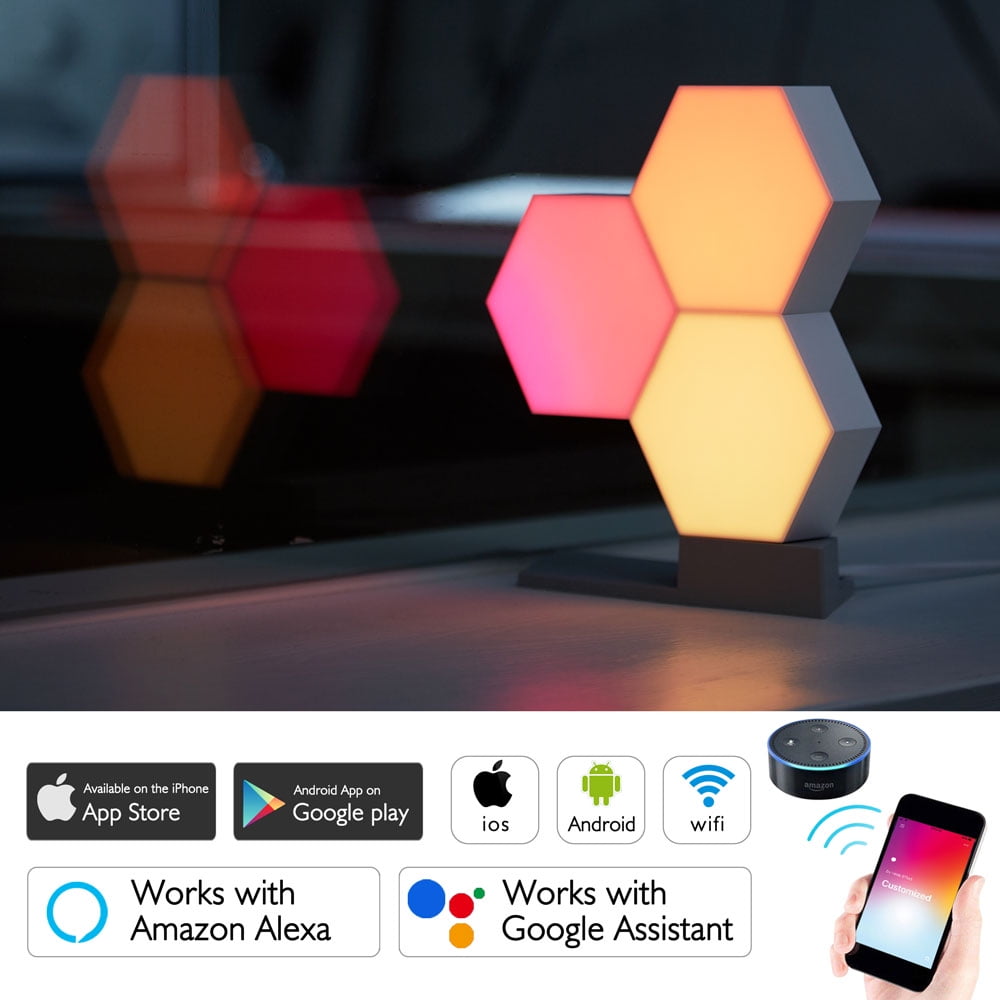Yescom WiFi Smart LED Light Kit DIY Splicing Lamp with Voice Control, 2 Pack