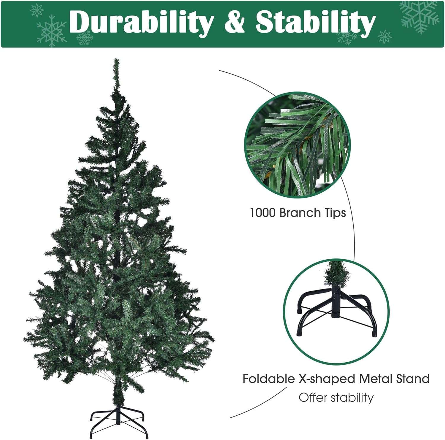 Yescom 7.5 feet Synthetic Christmas Tree Foldable X-shaped Metal Stand