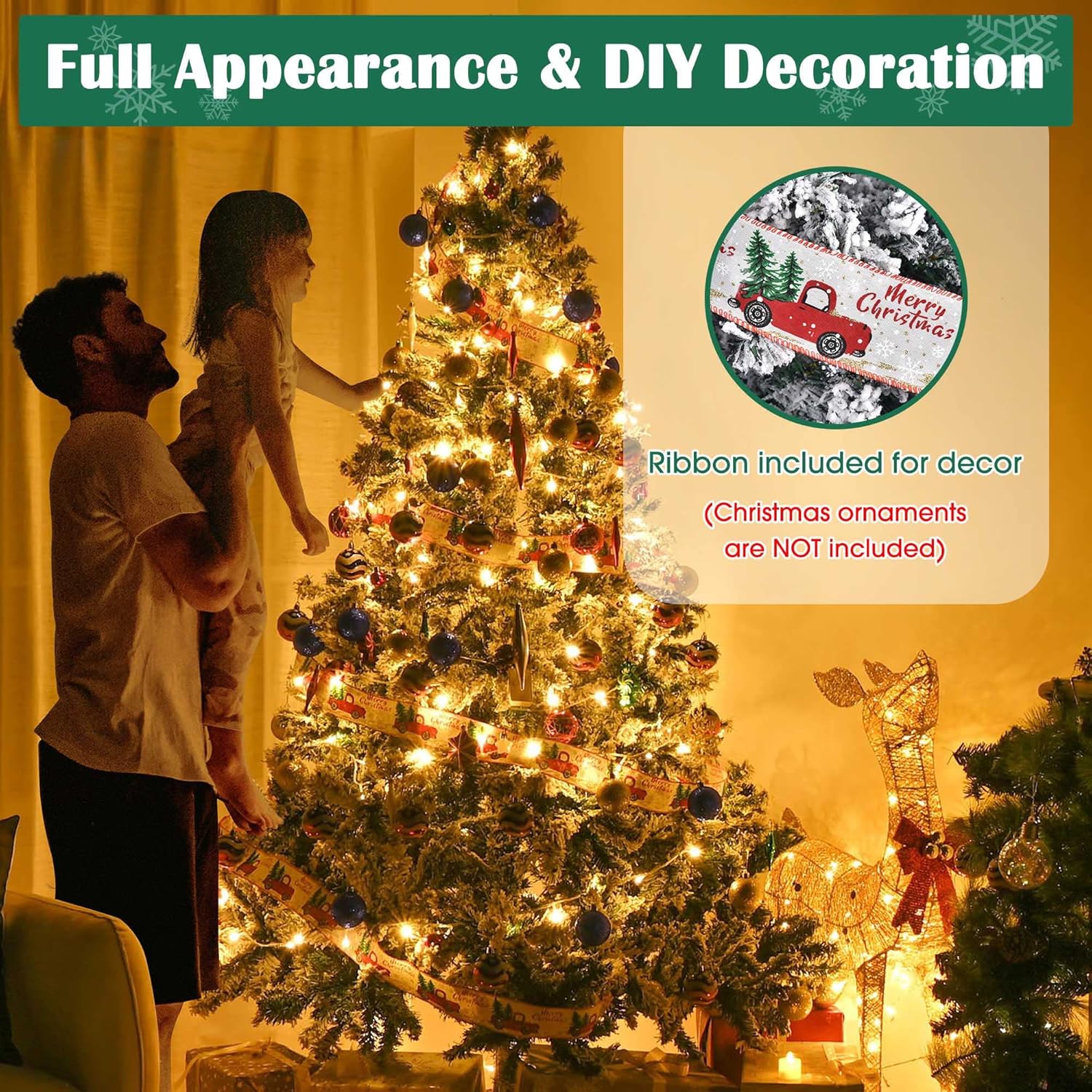 Yescom 7.5 feet White Flocked Christmas Tree