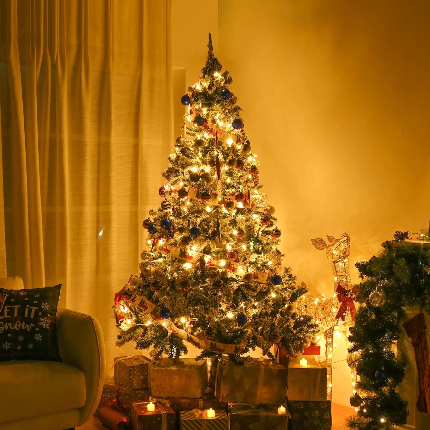 Yescom 7.5 feet White Flocked Christmas Tree