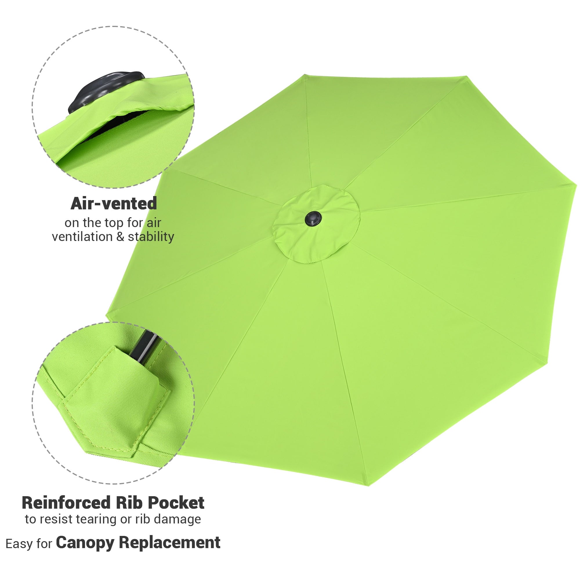 Yescom 9Ft Outdoor Table Patio Umbrella with Crank Tilt Aluminum, Green Glow