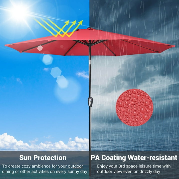 Yescom 10Ft UV50+ Aluminum Outdoor Table Patio Umbrella with Crank Tilt, Red