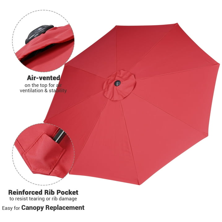 Yescom 10Ft UV50+ Aluminum Outdoor Table Patio Umbrella with Crank Tilt, Red